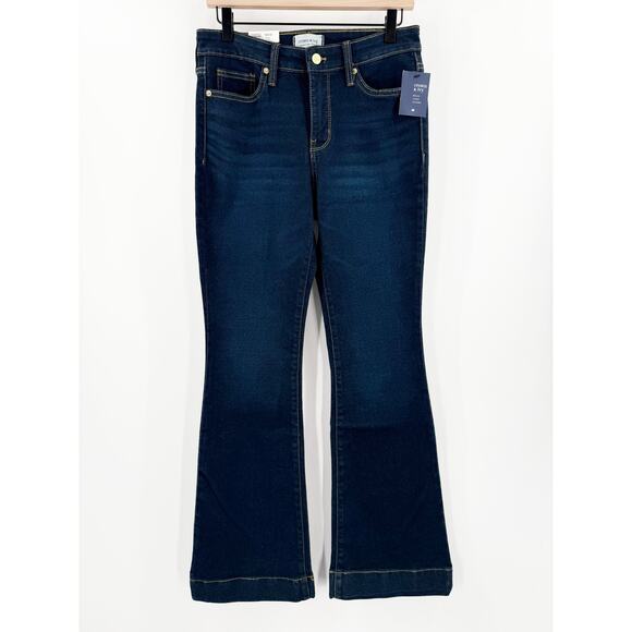 Crown & Ivy Jeans SZ 4 Jaden Wash High Rise Flare Gold Hem Denim NWT Cotton - Picture 12 of 13